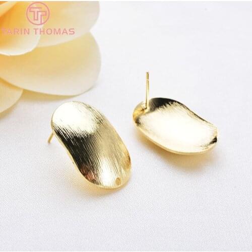 6PCS 24.5x15.5MM 24K Gold Color Brass Long Oval Earrings High Quality Diy Accessories Jewelry Discoveries