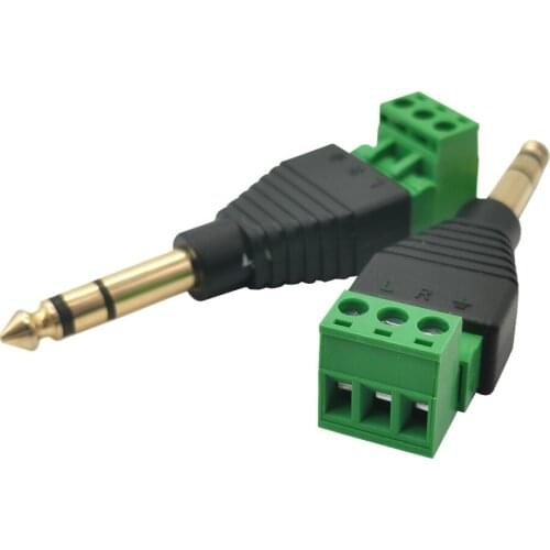 6.35mm 6.5mm 3Pin Audio Male Stereo Sound Track plug Solderless Connector DIY Screw Lock Cable Adapter for electric guita