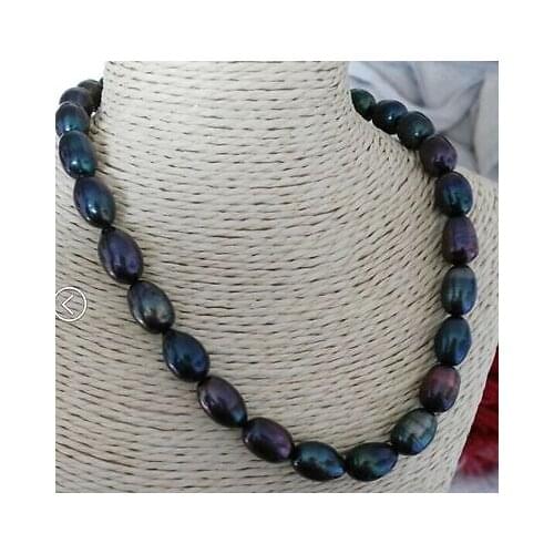 9-10mm tahitian baroque black blue multicolor pearl necklace 45cm s925 silver clasp