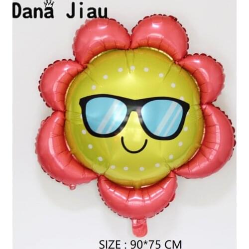 90*75cm Smile Sunglass Flower childrens Birthday Party Foil Balloon Wedding Decorations Event Helium Ballon Kids Toy Supplier