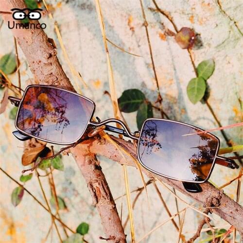 Umanco 2021 New Small Square Retro Sunglasses For Women Men Light Tide Vintage Fashion Brand Alloy Frame Acrylic Lens Gifts