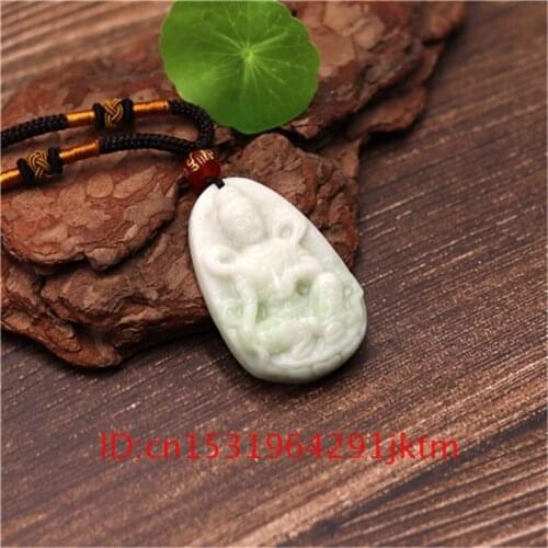 Amulet Guanyin White Jade for Natural Accessories Necklace Jewelry Gifts Charm Carved Pendant Men Fashion Chinese
