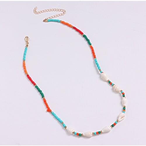 Bohemia Colorful Beads Necklace For Women Charm Conch Clavicle Choker Necklaces Handmade Jewelry Gift 2021 New Trend