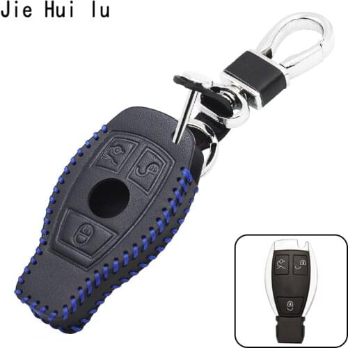 Genuine Leather Car Key Case Cover For Mercedes W203 W210 W211 Amg W204 C E S Cls Clk Cla Slk Classe Smart Car Keychain For Benz