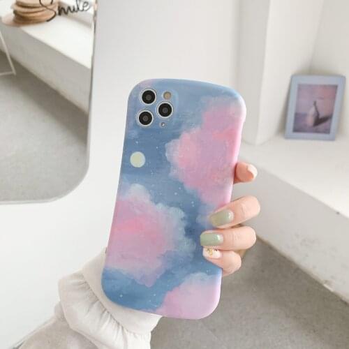 Summer Starry sky romantic pink Clouds Phone case For iPhone 11 Pro Max case Cute cover for iPhone XS XR X 7 8 Plus 7Plus Case
