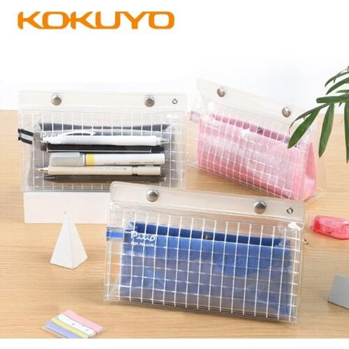 Kokuyo Pencil Case with Magnetic Buckle Large Opening Pencil Case PP Waterproof Transparent Multifunctional Pencil Case