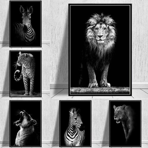 Nordic Home Decor Black And White Animals Posters And Prints Lion Tiger Pictures On Wall Art Canvas Paintings For Living Room