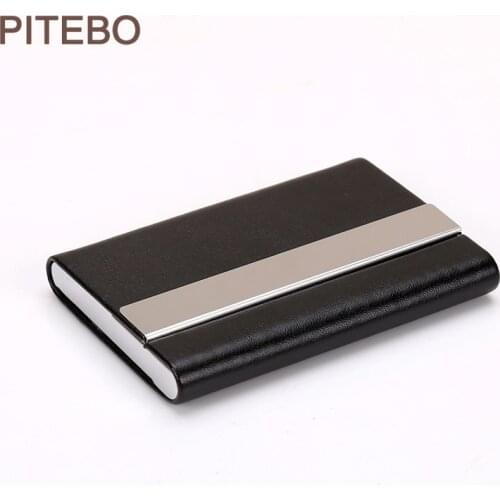 PITEBO Business Fashion Leather stainless steel metal business card box men carry business card bag creative custom Its portabl