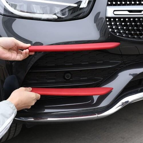 For Mercedes Benz GLC Class X253 2020 ABS Carbon Fiber/Silver/Red Front Lamp Decoration Strips Stickers Car Accessories