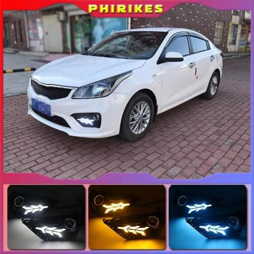 2pcs For KIA K2 RIO 2016-2017 LED DRL lights Daytime Running Light Daylight yellow Signal fog lamp Styling lights