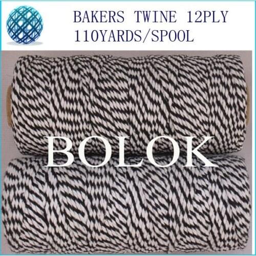 Double color cotton Baker twine (black/white) (110yards)15PCS/LOT by free shipping