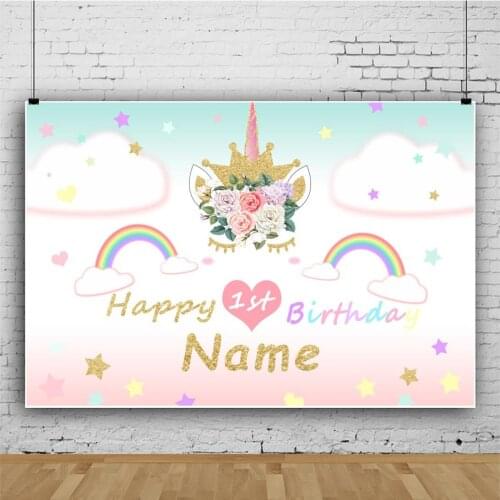 Dream Rainbow Unicorn 1 Year Old Children Backdrops Photography Kids Birthday Party Photos Background for Shooting Decor