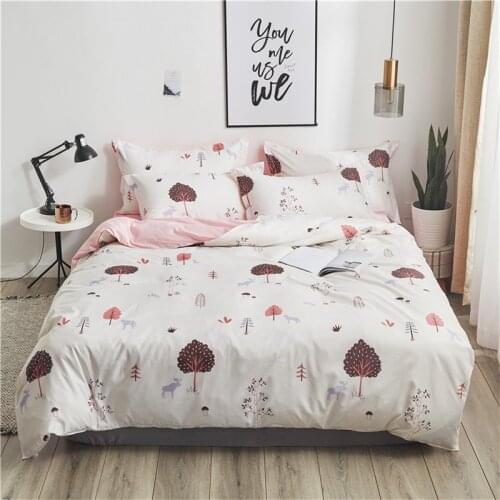 Cartoon Deer Animal Stripe Printed Kids Bed Cover Set Duvet Cover Adult Child Bed Sheet Pillowcase Comforter Bedding Set 61077