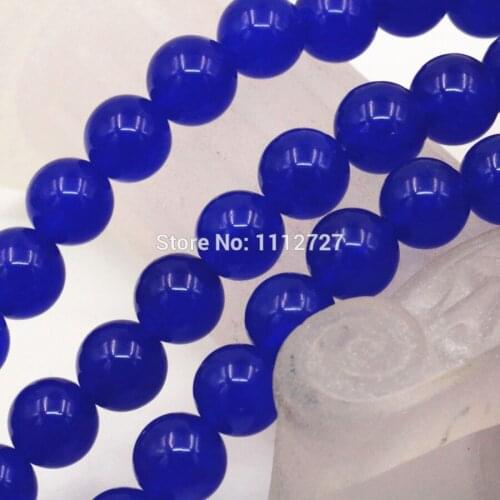 4 6 8 10 12mm Accessory DarkBlue Chalcedony Round Beads Semi Finished Stones Balls Diy Jewelry Making Girls Gifts Crystal 15inch