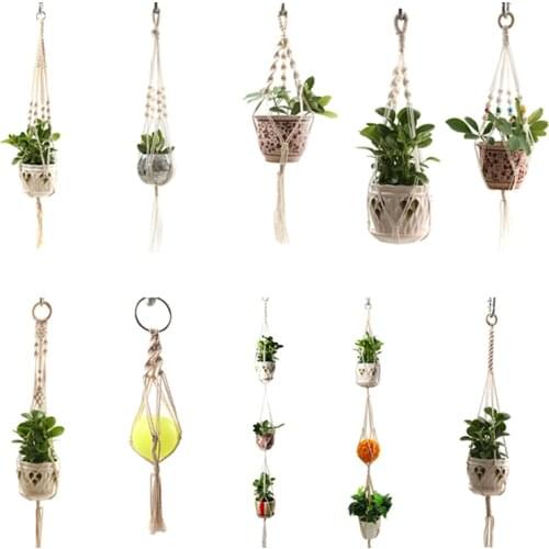 Hot Sales 100% Handmade Macrame Plant Hanger Plant Holder Flower /pot Hanger For Wall Decoration Countyard Garden