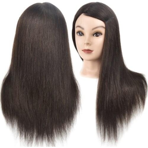 Best Sell Female 18" Cosmetology Mannequin Head Human Hair Professional Training Dolls Natural Hair Salon Hairstyles Mannequins