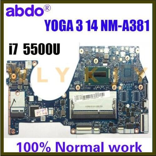 BTUU1 NM-A381 for Lenovo YOGA 3 14 YOGA3 14 notebook motherboard CPU i7 5500U DDR3 100% test work