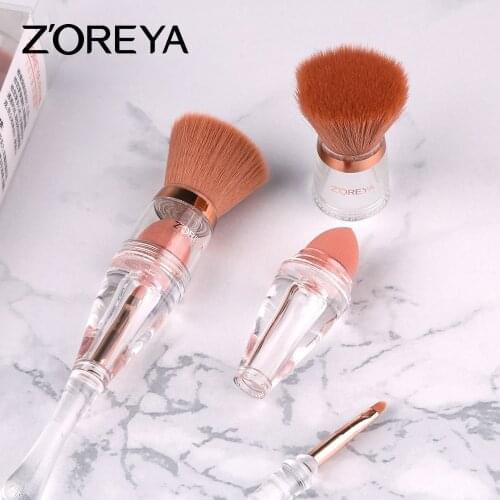 2021 New Arrivals Makeup Brush Fashion Style Portable Multi-functional Makeup Brush 3in1 Easy Touch-up Travel Kit Makeup Brushes