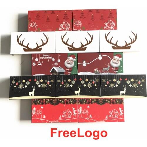 Christmas/elk NEW Eyelash Packaging Box Pairs Empty Lash Packaging Case 25mm Mink Lashes Box Eyelashes Package makeup free logo