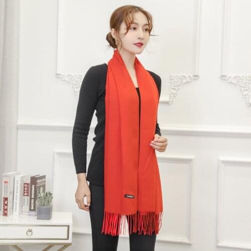 New Womens Autumn And Winter Long Wide Scarf Pure Red Fashion Headscarves Fashion Shawls Harajuku Mens And Womens Scarves