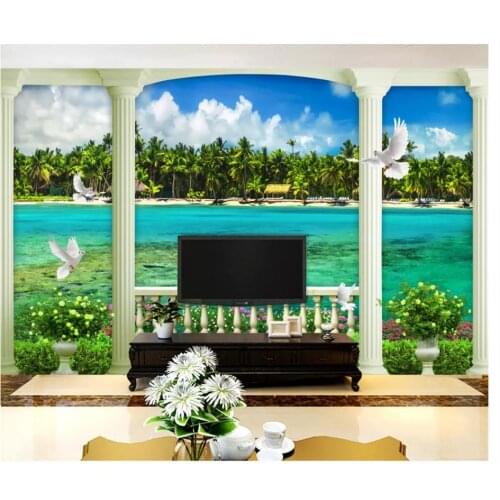 Custom photo wallpaper 3d murals wallpaper Mediterranean seascape beach landscape background wall papers for living room decor