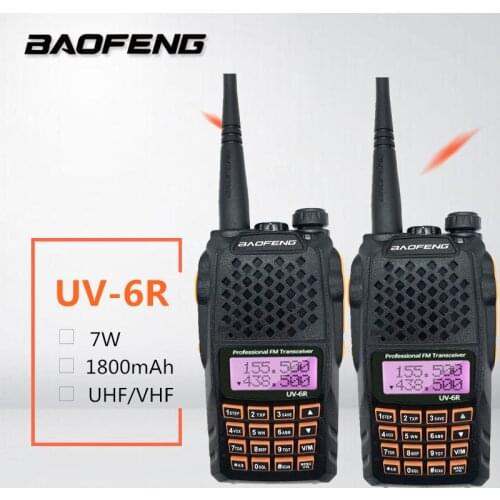 2PC Baofeng UV-6R Walkie Talkie 7W High Power Two Way Radio UHF VHF Dual Band Ham cb Radio Station UV6R Mobile Transceiver Radio