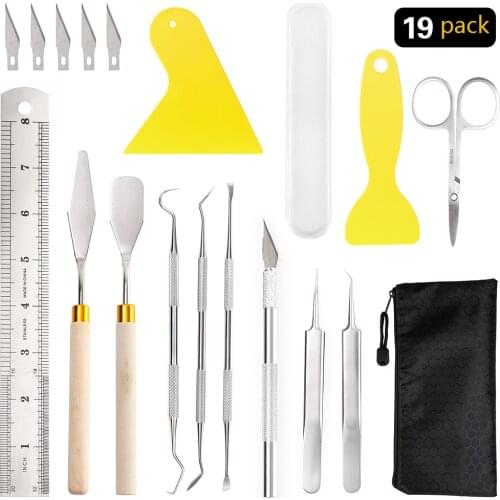 Craft Vinyl Weeding Tools Set, 19 Pieces Basic Vinyl Tool Kit for Weeding Vinyl, Silhouettes, Cameos, Lettering,Splicing
