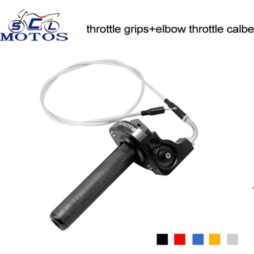 Sclmotos-7/8'' Quick Action Twist Throttle Grips & Elbow Throttle Cable For CRF KLX TTR 110 125 150 200 250CC Dirt Pit Bike Race