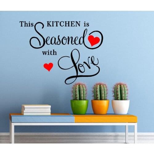 "This Kitchen Seasoned Witn Love" Removable decorative wall stencil wall stickers home decor kitchen sticker hot