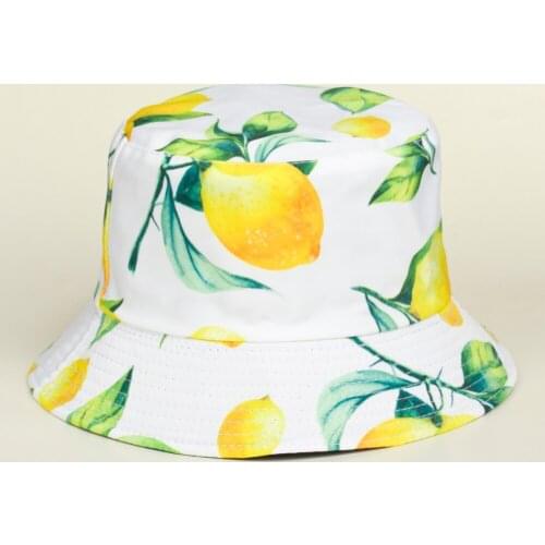 Fruits Lemon Fisherman Hat Summer Small Fresh Travel Sunblock Sunshade Hat Cartoon printed flowerpot hat new sun hat