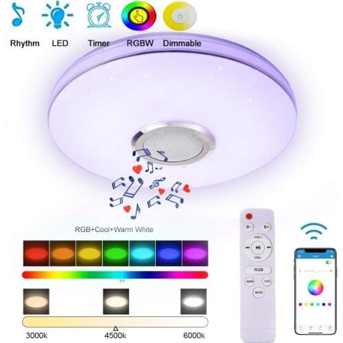 200W WiFi Modern RGB LED Ceiling Lamp Home Lighting APP bluetooth Music Light Bedroom Lamp Smart Ceiling Light + Remote Control