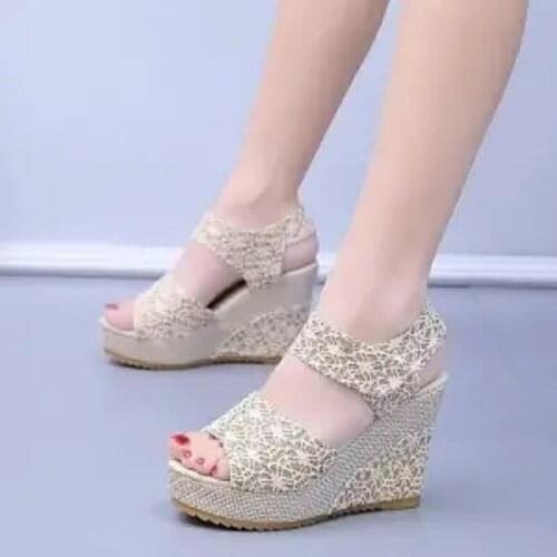 Super High Heel 11 Cm Thick Bottom Wedge Heel Ladies Sandals Waterproof Platform Summer Hot Sale Fashion Velcro Fish Mouth Shoes