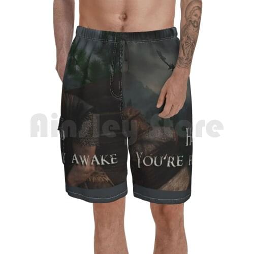 You're Finally Awake! Beach Shorts Men Beach Pants Swim Trunks Ralof Skyrim Finally Awake Youre Finally Awake Meme
