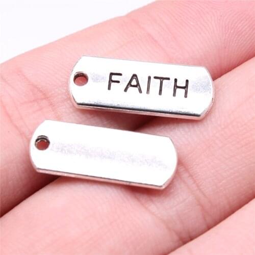 WYSIWYG 10pcs 21x8mm Pendant Faith Tag Faith Tag Charm Pendants For Jewelry Making 2 Colors Faith Tag Pendants