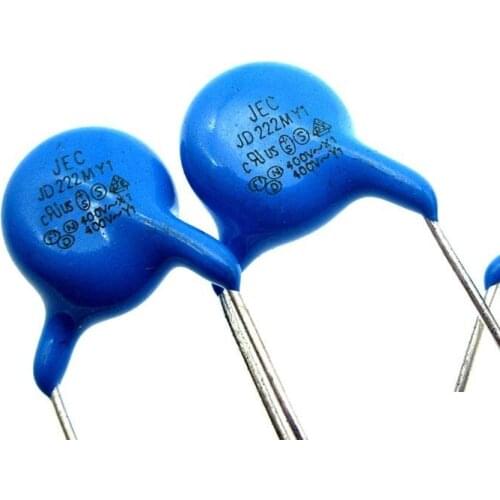 Taiwan Safety Ceramic Chip Y Capacitor JEC JD222M X1 400AC Y1 400VAC Pitch 10