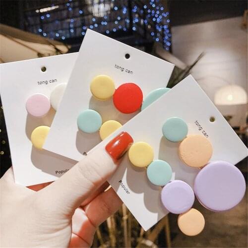 Rainbow Color Wooden Round Hairpin Female Korean Version Of Cute Candy Color Hairpin Headdress