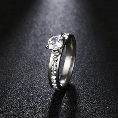 DOTIFI 316L Stainless Steel Rings For Women Hot Sell Super Shiny Cubic Zircon Engagement Wedding Ring Jewelry