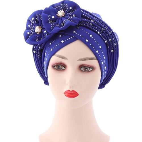 Lady Hijab Muslim Hat Air Layer Hot Drill African Headgear Hat Indian Hat Ethnic Wind 2021 New Fashion Muslim Clothing