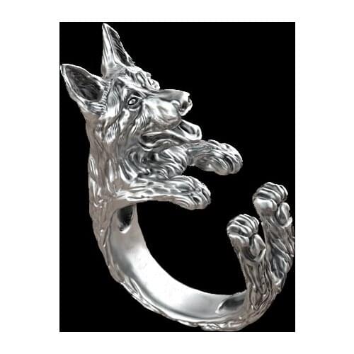 1pcs retro punk German Shepherd Ring free size hippie animal German Shepherd dog Ring summer jewelry for pet lovers