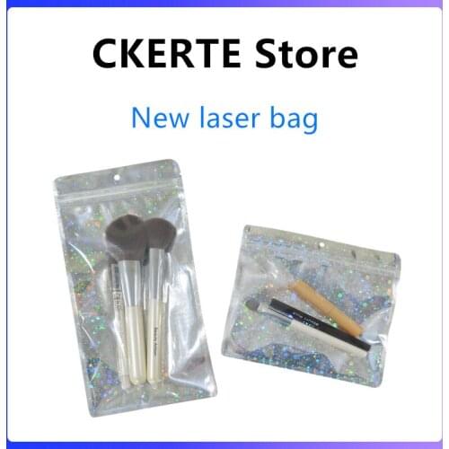 100pcs Laser Transparent Star Aluminum Foil Ziplock Bag Resealed Packaging Zipper Bag Food Bag Home Storage Bag with Tear Notch