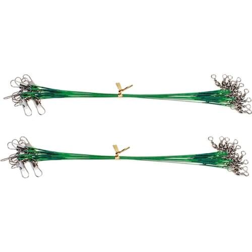 20pcs Fishing Wire Leaders with Safety Snaps and Barrel Swivels Fishing Leaders for rigging all types of bait or lures