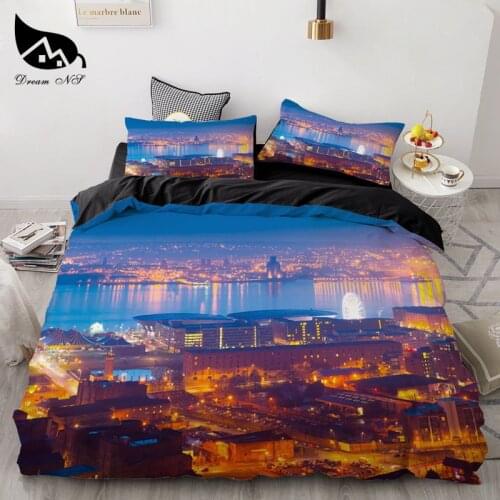 3Pcs/Set Fashion Bedding Sets City Night Duvet Cover Pillowcase Luxury Bed Linen Full Home Textiles Bedding Set