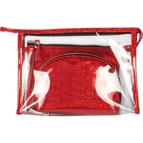3PCS Transparent Cosmetic Bag Colorful Three-Piece Cosmetic Storage Bag Set Toiletry Bag Waterproof Cosmetic Bag For Women