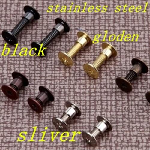 50pcs/lot black gloden sliver steel chicago screw, account book screw M5*4/7/13/16mm