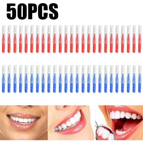 50pcs Tooth Interdental Brush Floss Oral Hygiene Dental Floss Soft Plastic Toothpick Healthy for Teeth Cleaning Oral Care