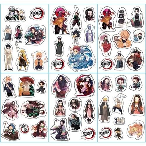 6 sheets/lot Anime Stickers Demon Slayer:Kimetsu no Yaiba Sticker Toy For Motorcycle Skateboard Guitar