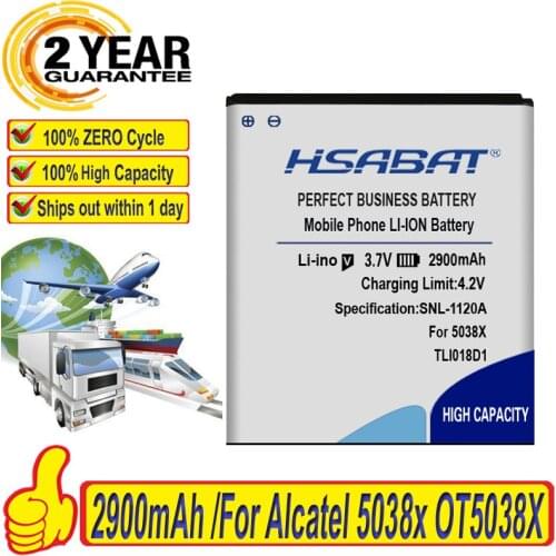 HSABAT TLi018D1 TLi018D2 2900mAh Battery For Alcatel One Touch Pop D5 Dual 5038x OT5038X Pop 3 5015D OT 5016 Batteries