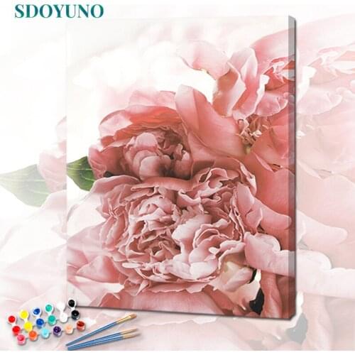 SDOYUNO Acrylic Paint By Numbers Red Flowers DIY 60x75cm Oil Painting By Numbers Canvas Painting Home Decor Wall Art Gift