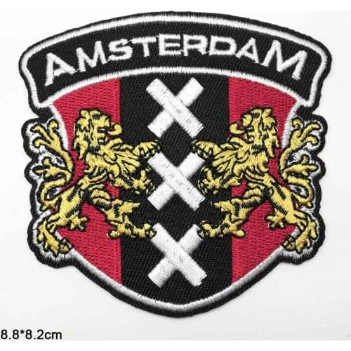 Amsterdam Dutch Netherlands Symbol Iron On Embroidered Clothes Patches For Clothing Stickers Garment Wholesale