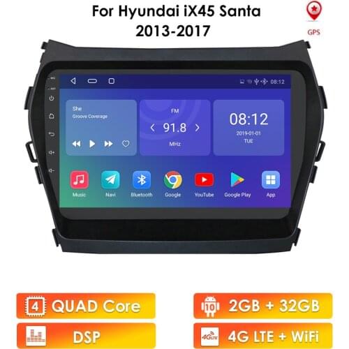 2 Din Android 9 Inch Car Radio for Hyundai Santafe IX45 2013 - 2015 2017 Car Multimedia Player GPS Navigation Stereo